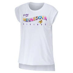 Minnesota Vikings WEAR by Erin Andrews Women's Greetings From Muscle T-Shirt White - NFL