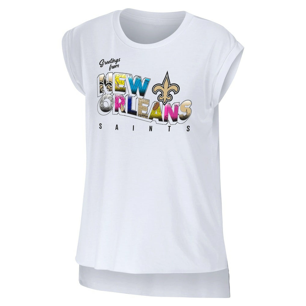 New Orleans Saints WEAR by Erin Andrews Women's Greetings From Muscle T-Shirt White - NFL