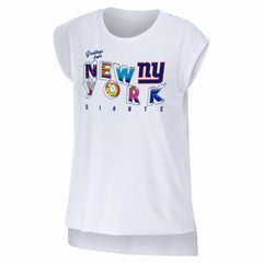 New York Giants WEAR by Erin Andrews Women's Greetings From Muscle T-Shirt White - NFL