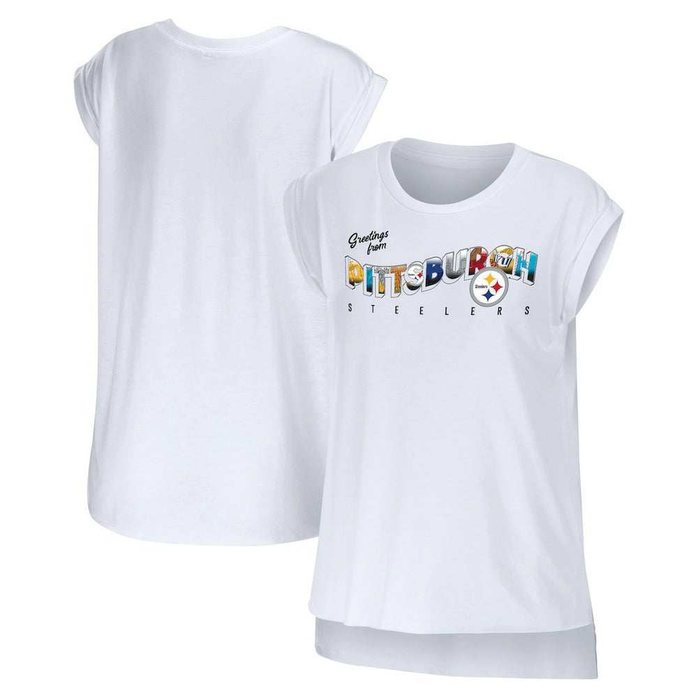 Pittsburgh Steelers WEAR by Erin Andrews Women's Greetings From Muscle T-Shirt White - NFL
