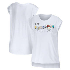 Pittsburgh Steelers WEAR by Erin Andrews Women's Greetings From Muscle T-Shirt White - NFL