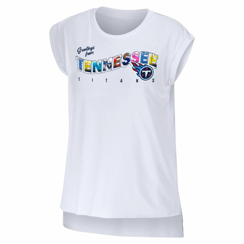 Tennessee Titans WEAR by Erin Andrews Women's Greetings From Muscle T-Shirt White - NFL