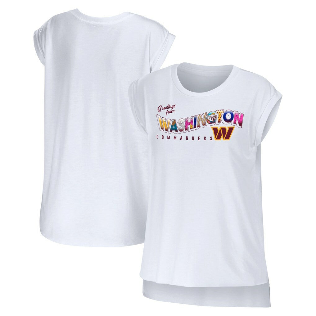 Washington Commanders WEAR by Erin Andrews Women's Greetings From Muscle T-Shirt White - NFL