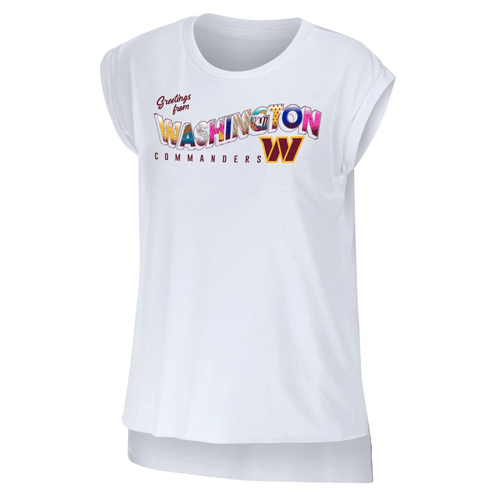 Washington Commanders WEAR by Erin Andrews Women's Greetings From Muscle T-Shirt White - NFL