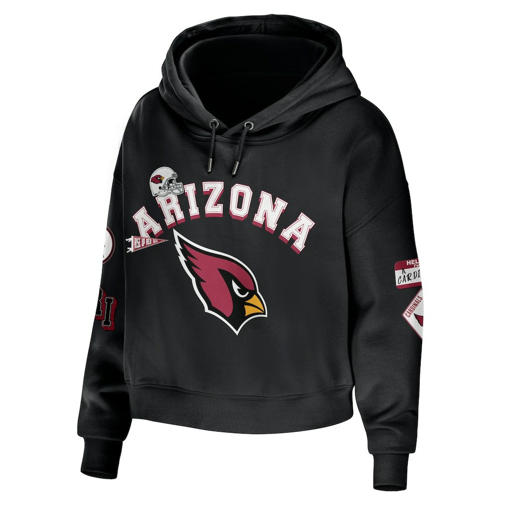 Arizona Cardinals WEAR by Erin Andrews Women's Modest Cropped Pullover Hoodie Black - NFL