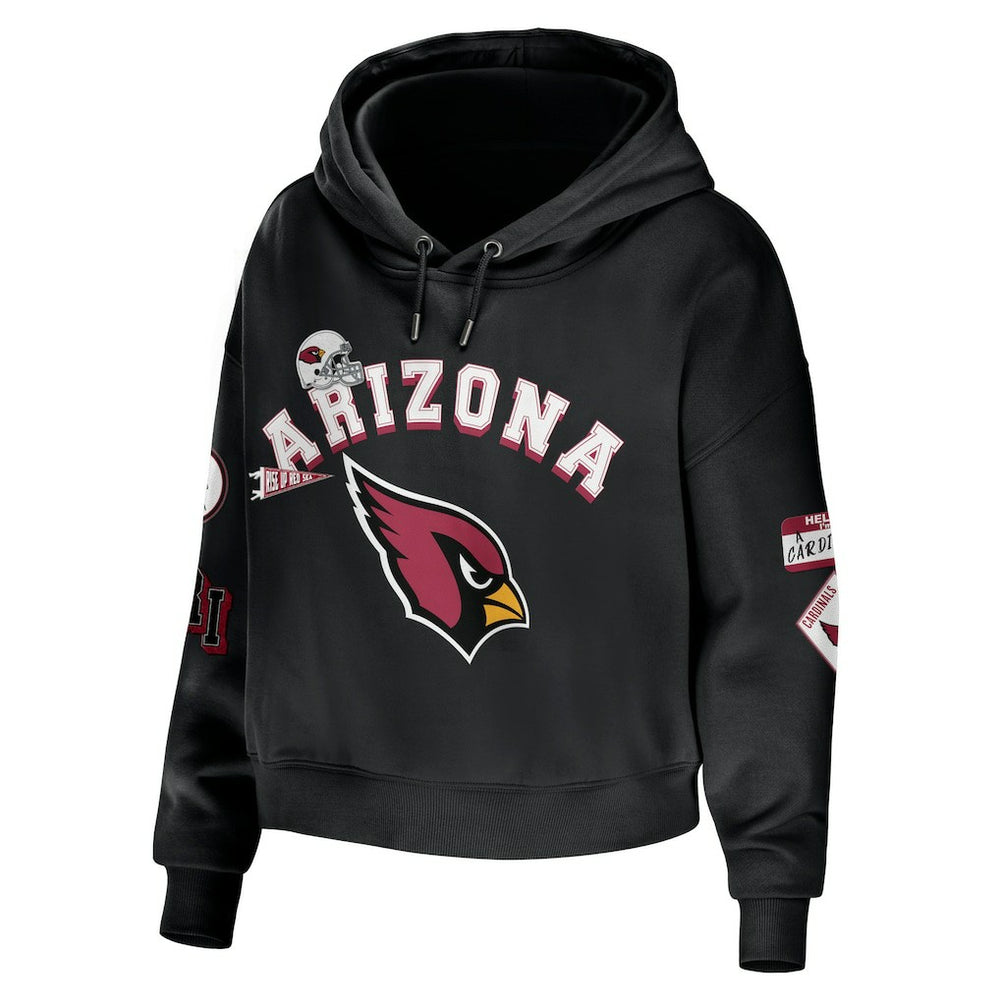 Arizona Cardinals WEAR by Erin Andrews Women's Modest Cropped Pullover Hoodie Black - NFL