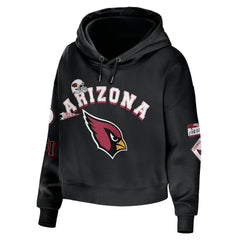 Arizona Cardinals WEAR by Erin Andrews Women's Modest Cropped Pullover Hoodie Black - NFL