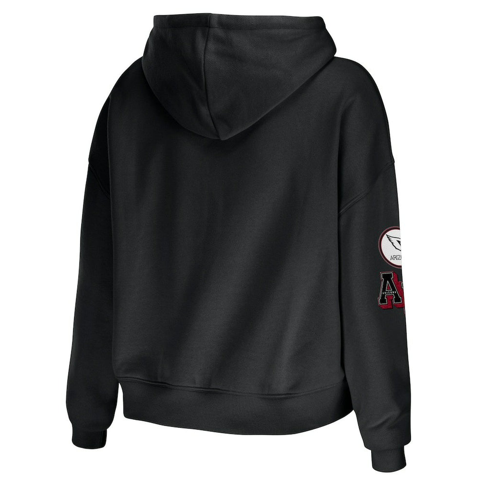 Arizona Cardinals WEAR by Erin Andrews Women's Modest Cropped Pullover Hoodie Black - NFL