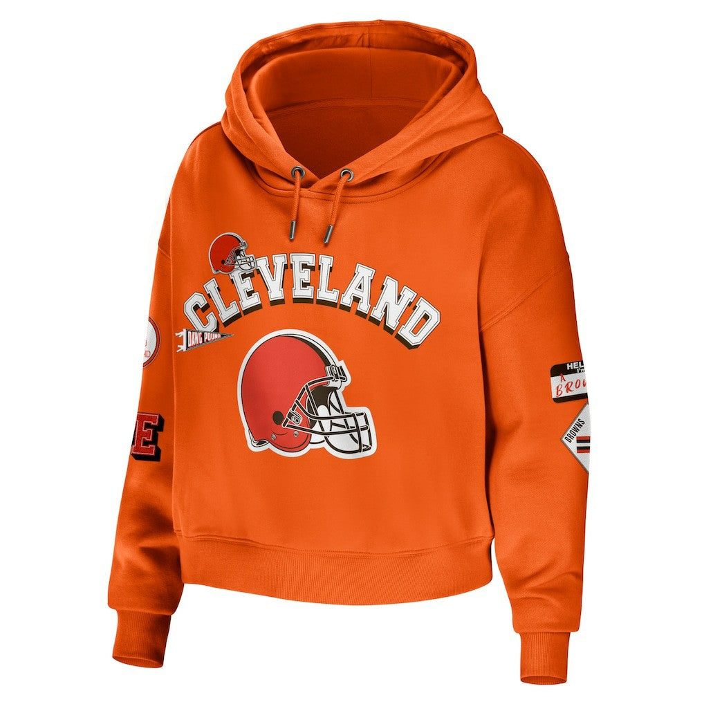 Cleveland Browns WEAR by Erin Andrews Women's Modest Cropped Pullover Hoodie Orange - NFL