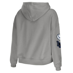 Indianapolis Colts WEAR by Erin Andrews Women's Modest Cropped Pullover Hoodie Gray - NFL