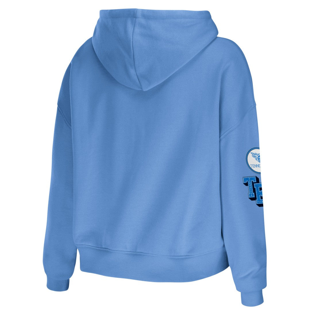 Tennessee Titans WEAR by Erin Andrews Women's Modest Cropped Pullover Hoodie Light Blue - NFL