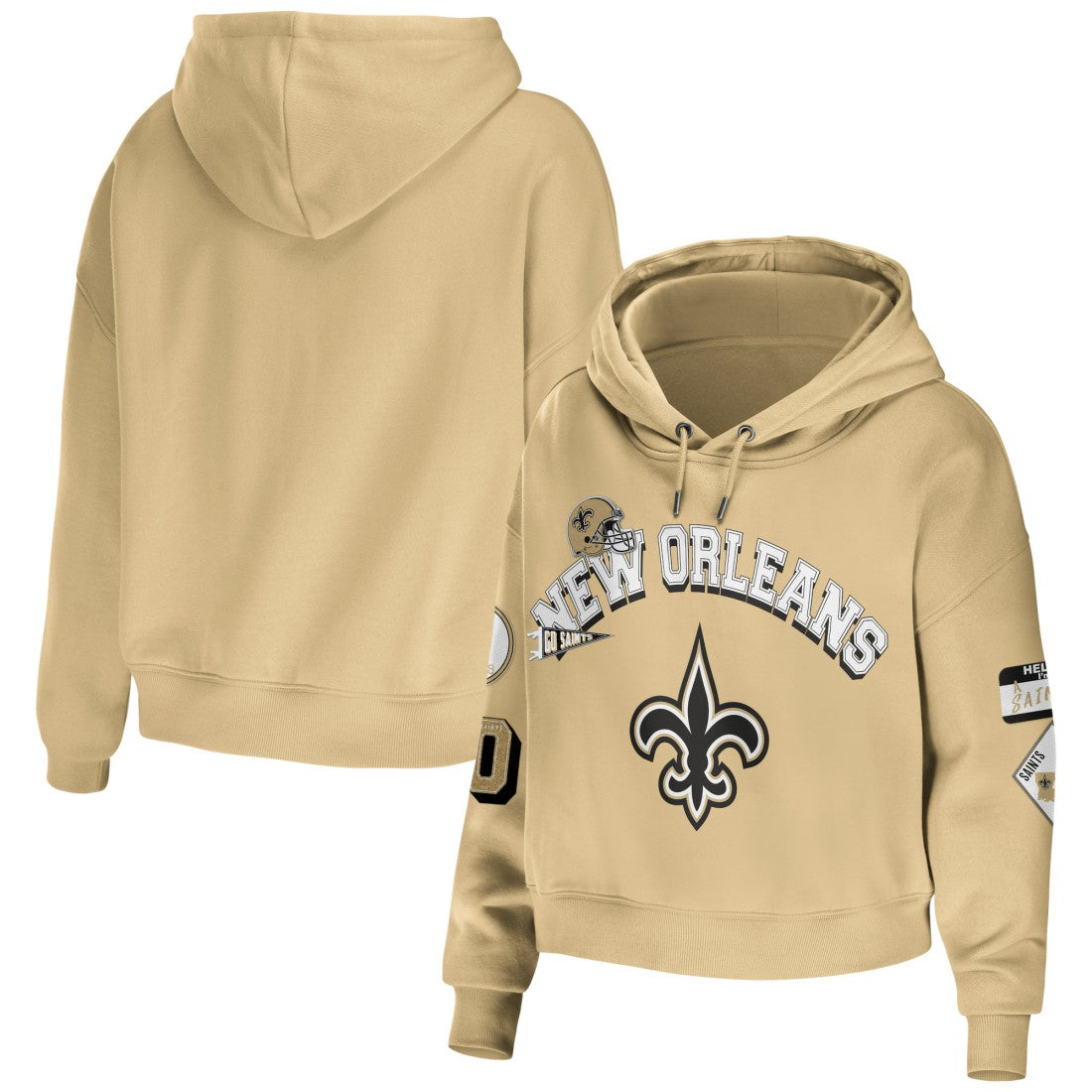 New Orleans Saints WEAR by Erin Andrews Women's Plus Size Modest Cropped Pullover Hoodie Gold - NFL