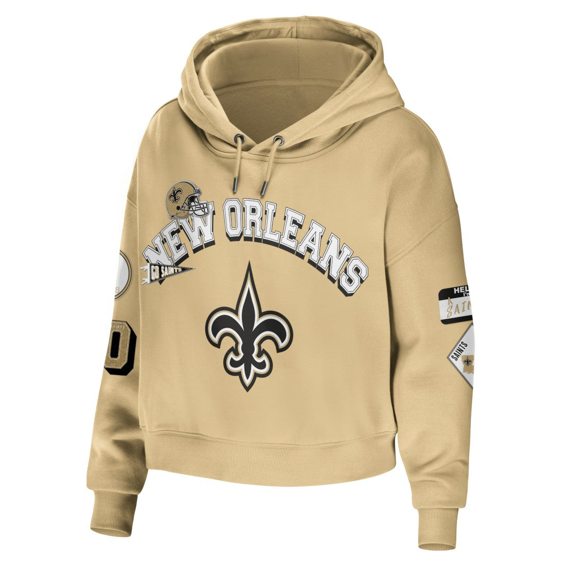 New Orleans Saints WEAR by Erin Andrews Women's Plus Size Modest Cropped Pullover Hoodie Gold - NFL