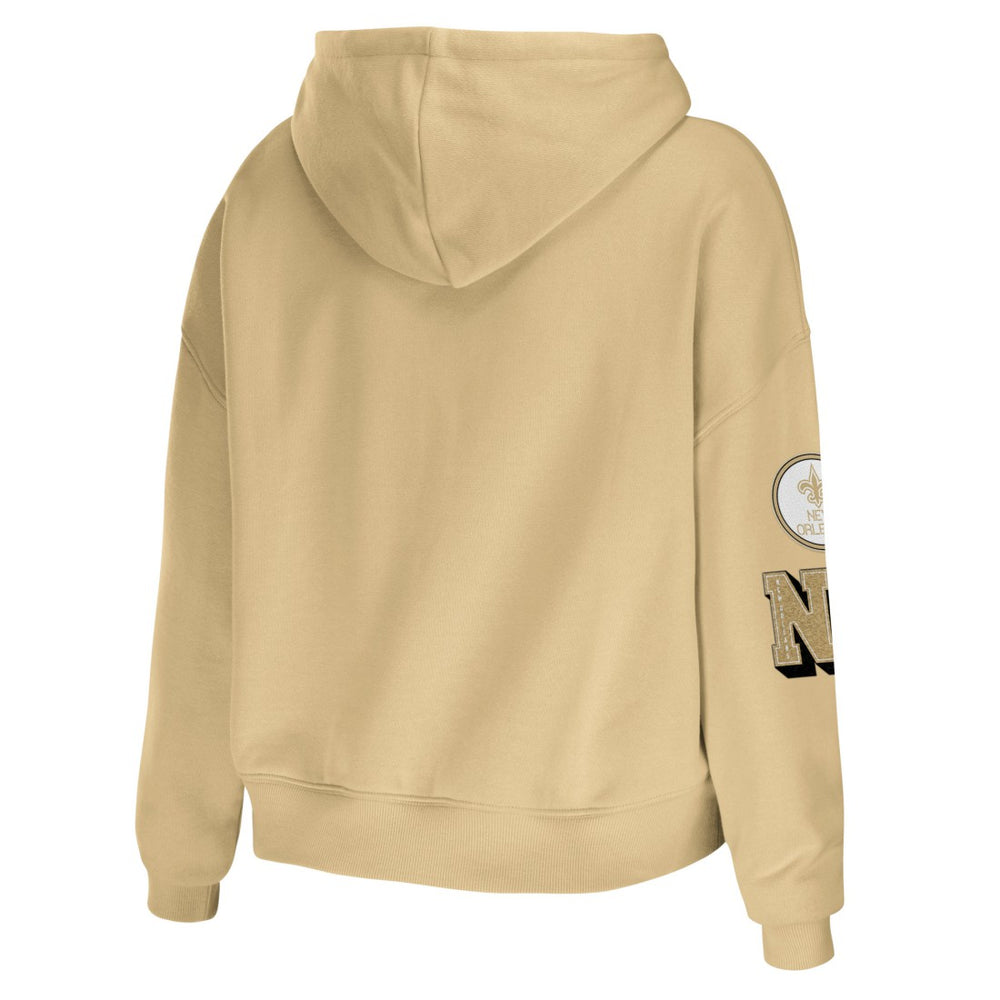 New Orleans Saints WEAR by Erin Andrews Women's Plus Size Modest Cropped Pullover Hoodie Gold - NFL