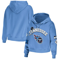Tennessee Titans WEAR by Erin Andrews Women's Plus Size Modest Cropped Pullover Hoodie Light Blue - NFL