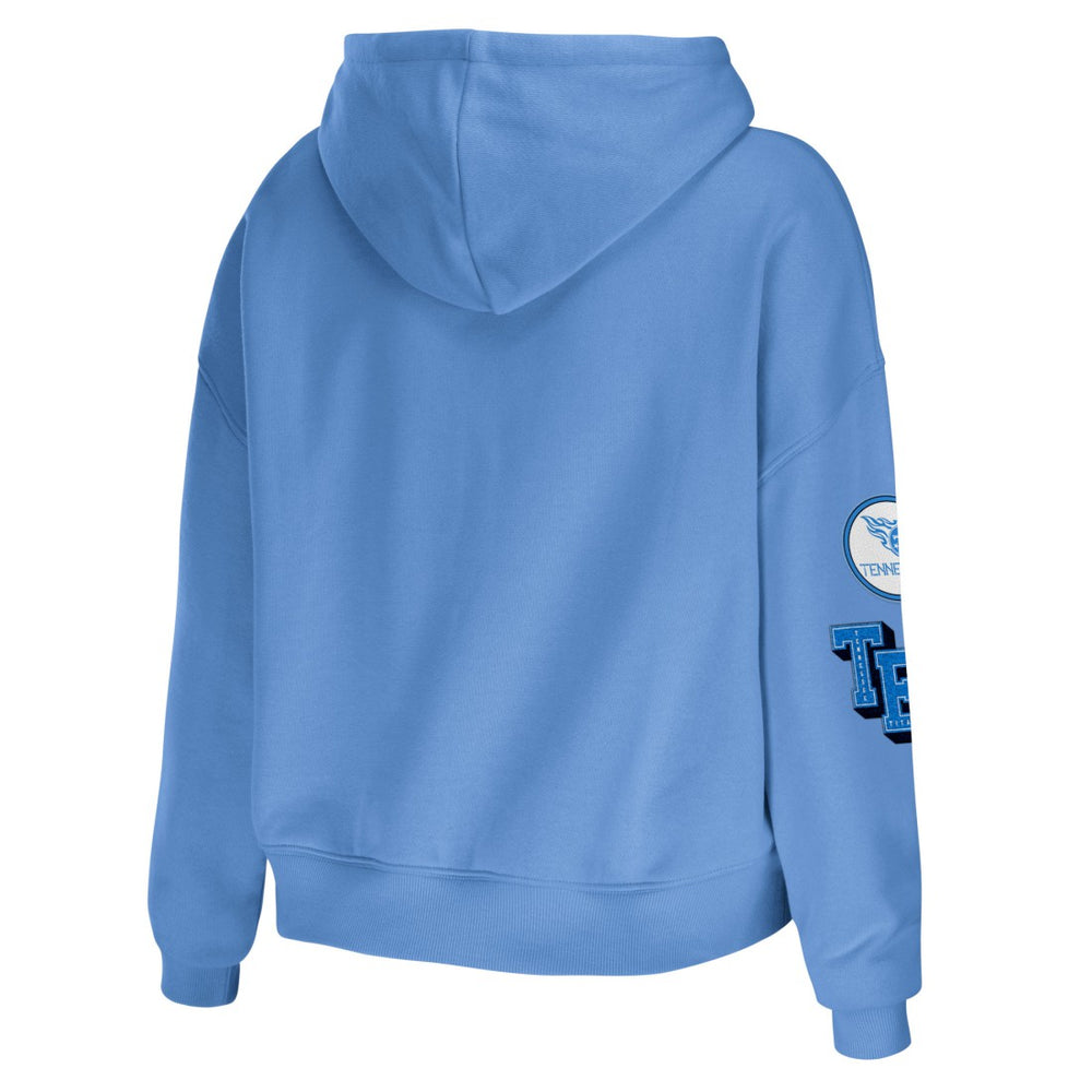 Tennessee Titans WEAR by Erin Andrews Women's Plus Size Modest Cropped Pullover Hoodie Light Blue - NFL