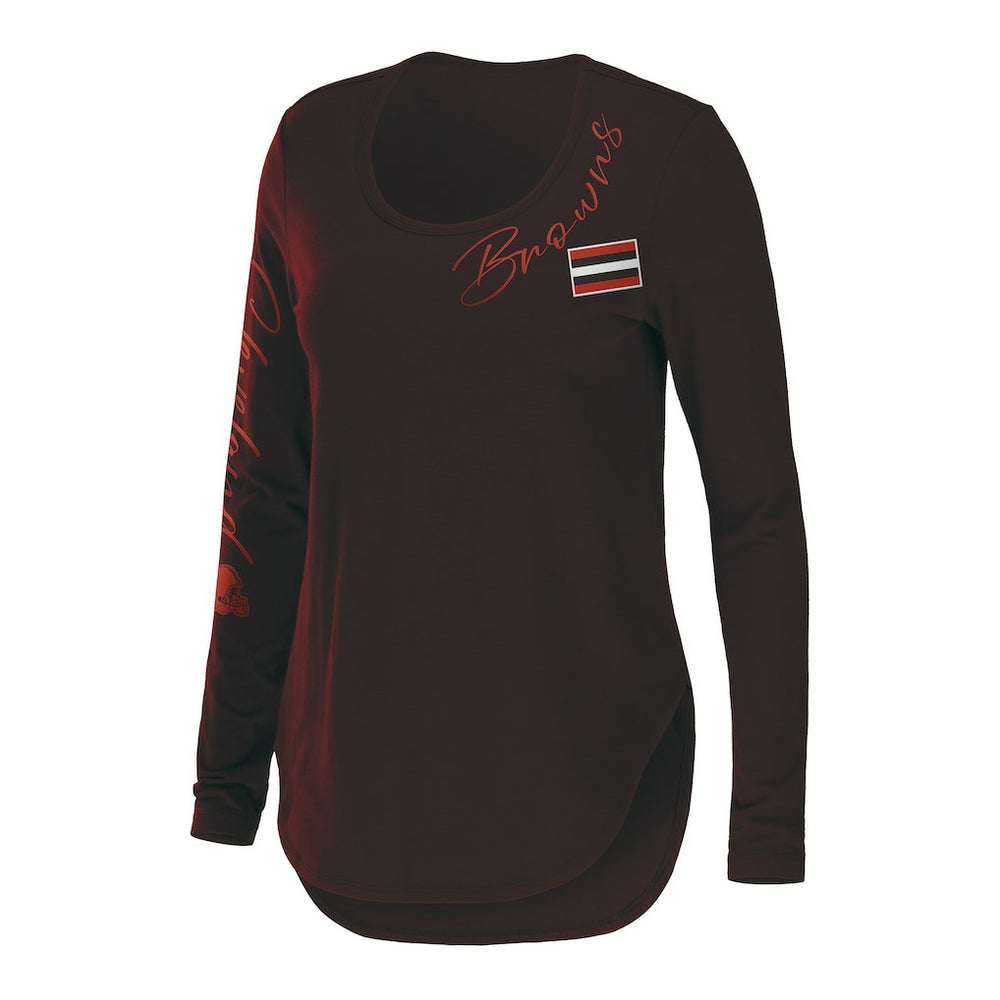 Cleveland Browns WEAR by Erin Andrews Women's Team Scoop Neck T-Shirt Brown - NFL