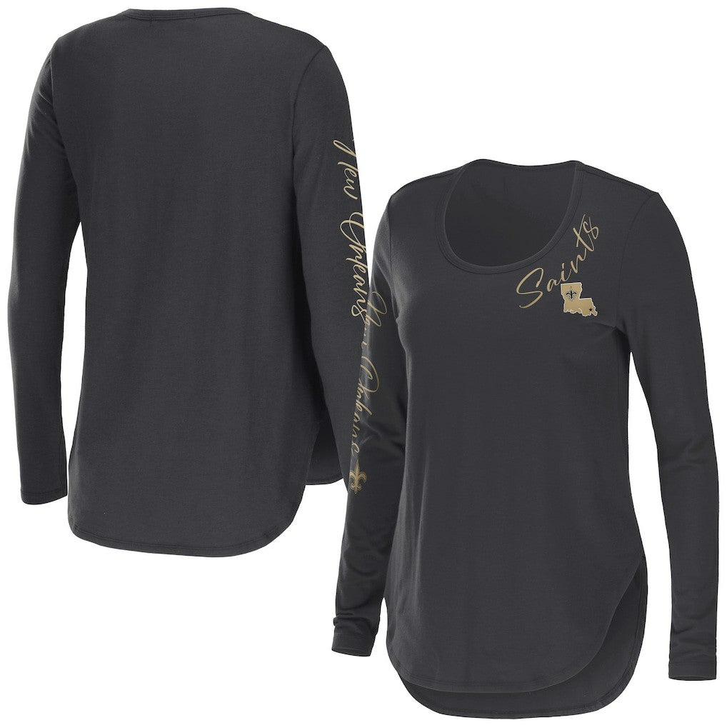 New Orleans Saints WEAR by Erin Andrews Women's Team Scoop Neck T-Shirt Charcoal - NFL