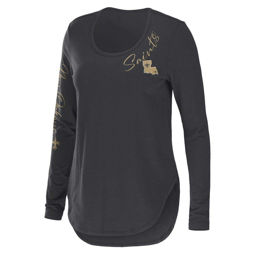 New Orleans Saints WEAR by Erin Andrews Women's Team Scoop Neck T-Shirt Charcoal - NFL
