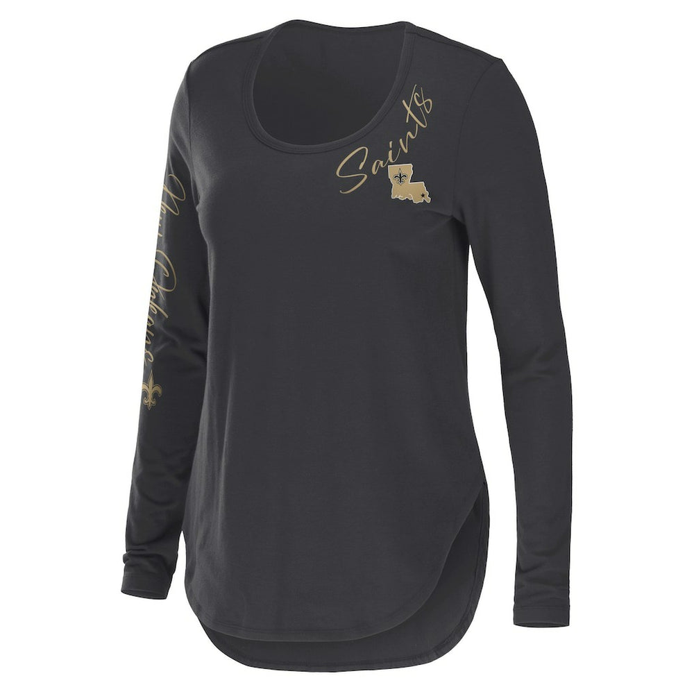 New Orleans Saints WEAR by Erin Andrews Women's Team Scoop Neck T-Shirt Charcoal - NFL