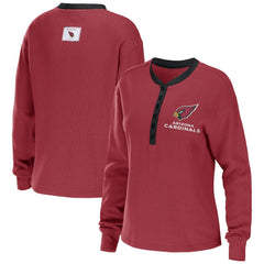 Arizona Cardinals WEAR by Erin Andrews Women's Waffle Henley Long Sleeve T-Shirt Cardinal - NFL