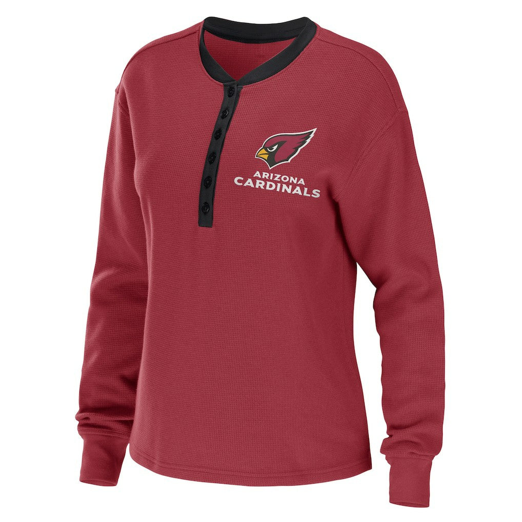 Arizona Cardinals WEAR by Erin Andrews Women's Waffle Henley Long Sleeve T-Shirt Cardinal - NFL