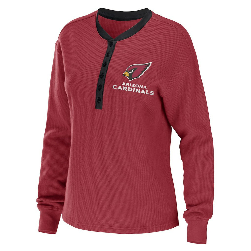 Arizona Cardinals WEAR by Erin Andrews Women's Waffle Henley Long Sleeve T-Shirt Cardinal - NFL