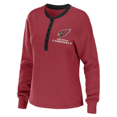 Arizona Cardinals WEAR by Erin Andrews Women's Waffle Henley Long Sleeve T-Shirt Cardinal - NFL