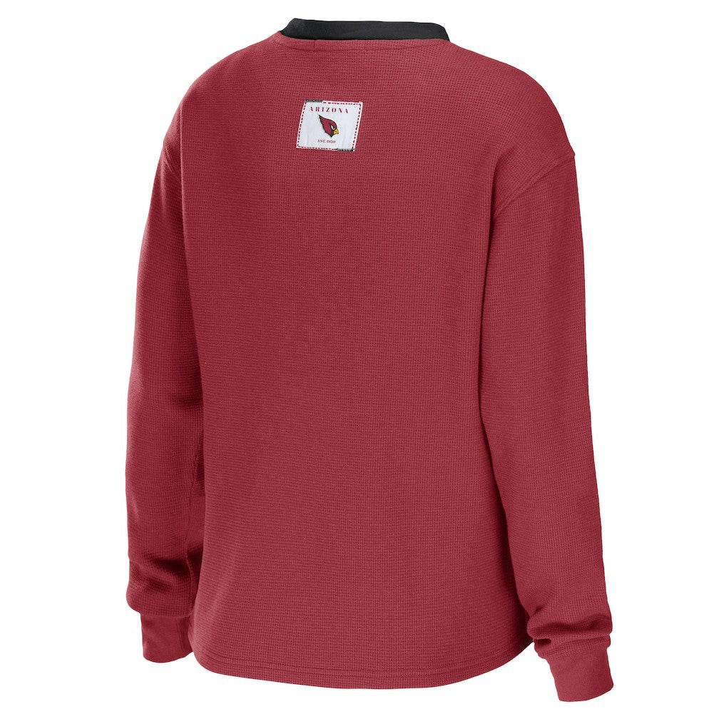 Arizona Cardinals WEAR by Erin Andrews Women's Waffle Henley Long Sleeve T-Shirt Cardinal - NFL