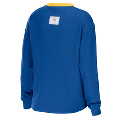Los Angeles Rams WEAR by Erin Andrews Women's Waffle Henley Long Sleeve T-Shirt Royal - NFL