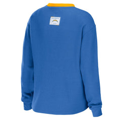 Los Angeles Chargers WEAR by Erin Andrews Women's Waffle Henley Long Sleeve T-Shirt Powder Blue - NFL