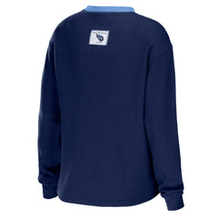 Tennessee Titans WEAR by Erin Andrews Women's Waffle Henley Long Sleeve T-Shirt Navy - NFL