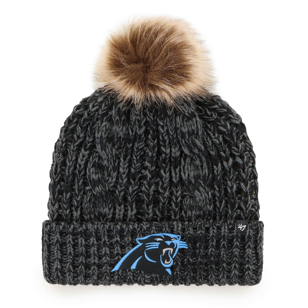 Carolina Panthers '47 Women's Meeko Cuffed Knit Hat with Pom Black - 47 brand