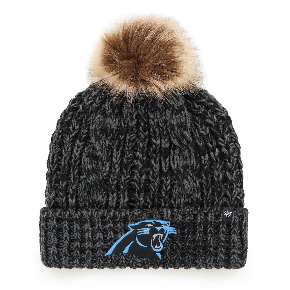 Carolina Panthers '47 Women's Meeko Cuffed Knit Hat with Pom Black - 47 brand