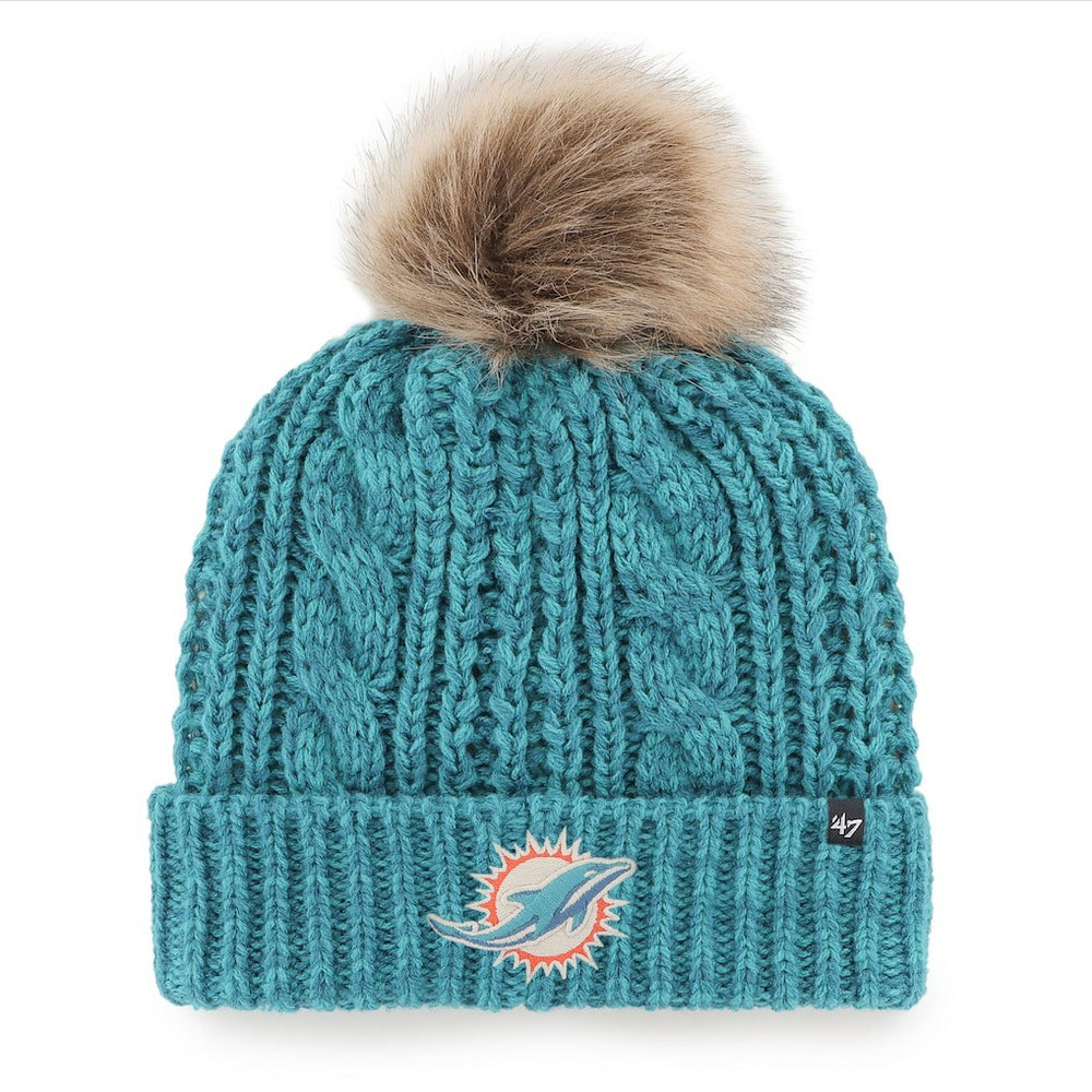 Miami Dolphins '47 Women's Meeko Cuffed Knit Hat with Pom Aqua - 47 brand