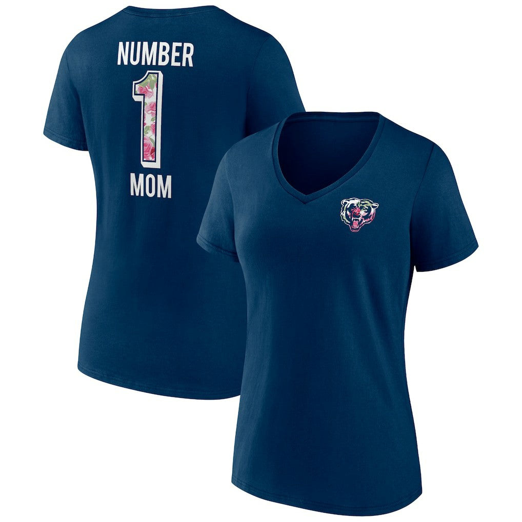 Chicago Bears Women's Plus Size Mother's Day #1 Mom V-Neck T-Shirt Navy - Fanatics
