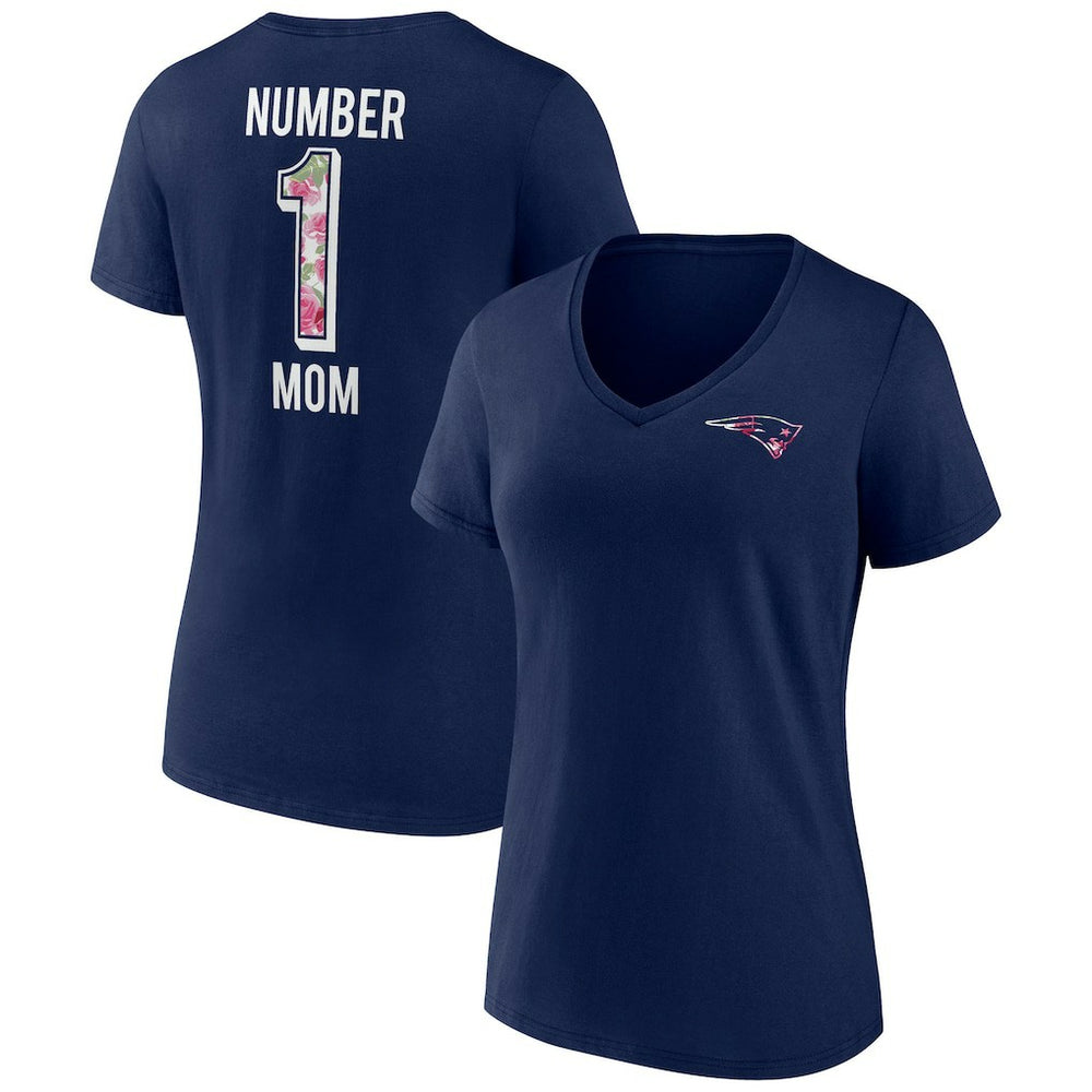 New England Patriots Women's Plus Size Mother's Day #1 Mom V-Neck T-Shirt Navy - Fanatics