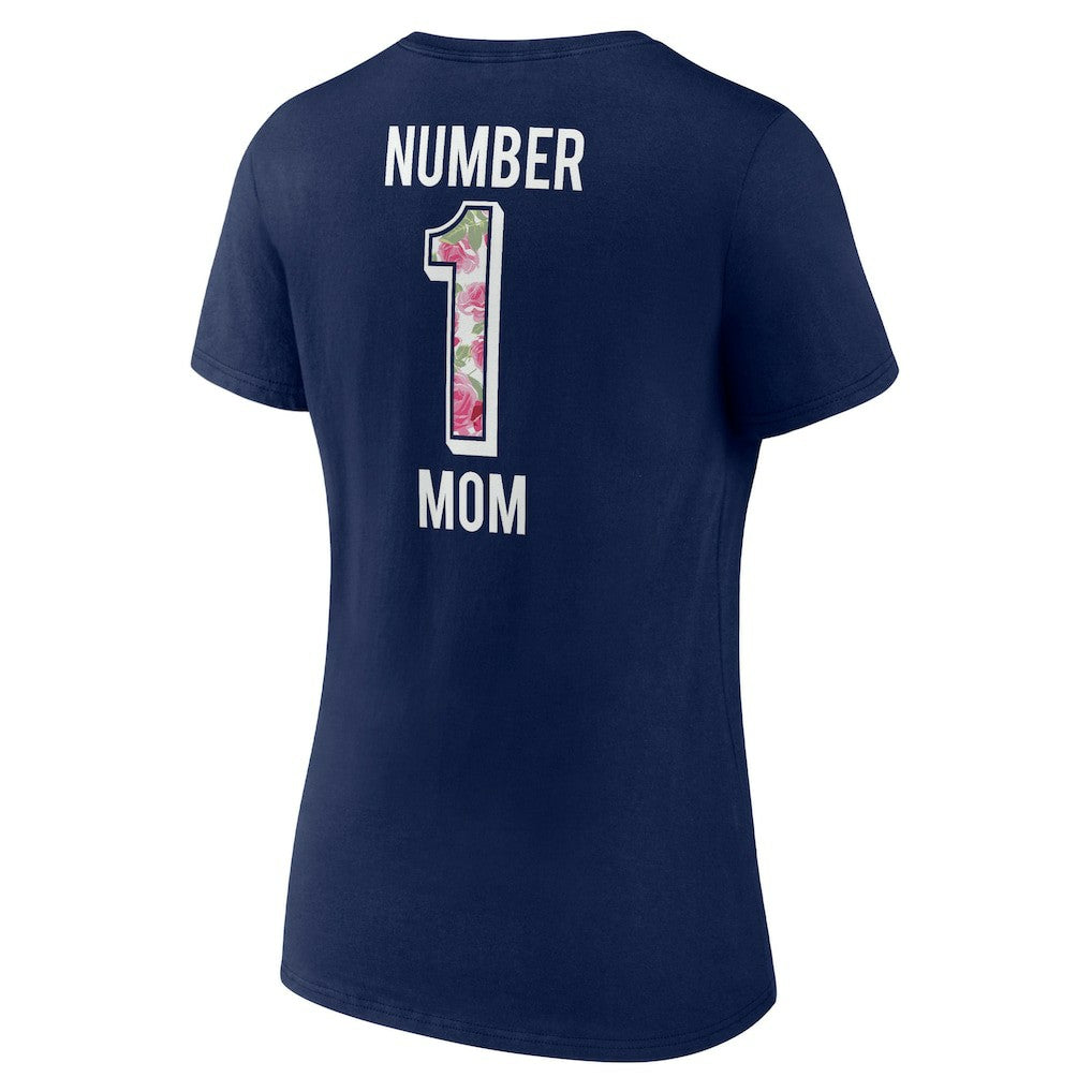 New England Patriots Women's Plus Size Mother's Day #1 Mom V-Neck T-Shirt Navy - Fanatics