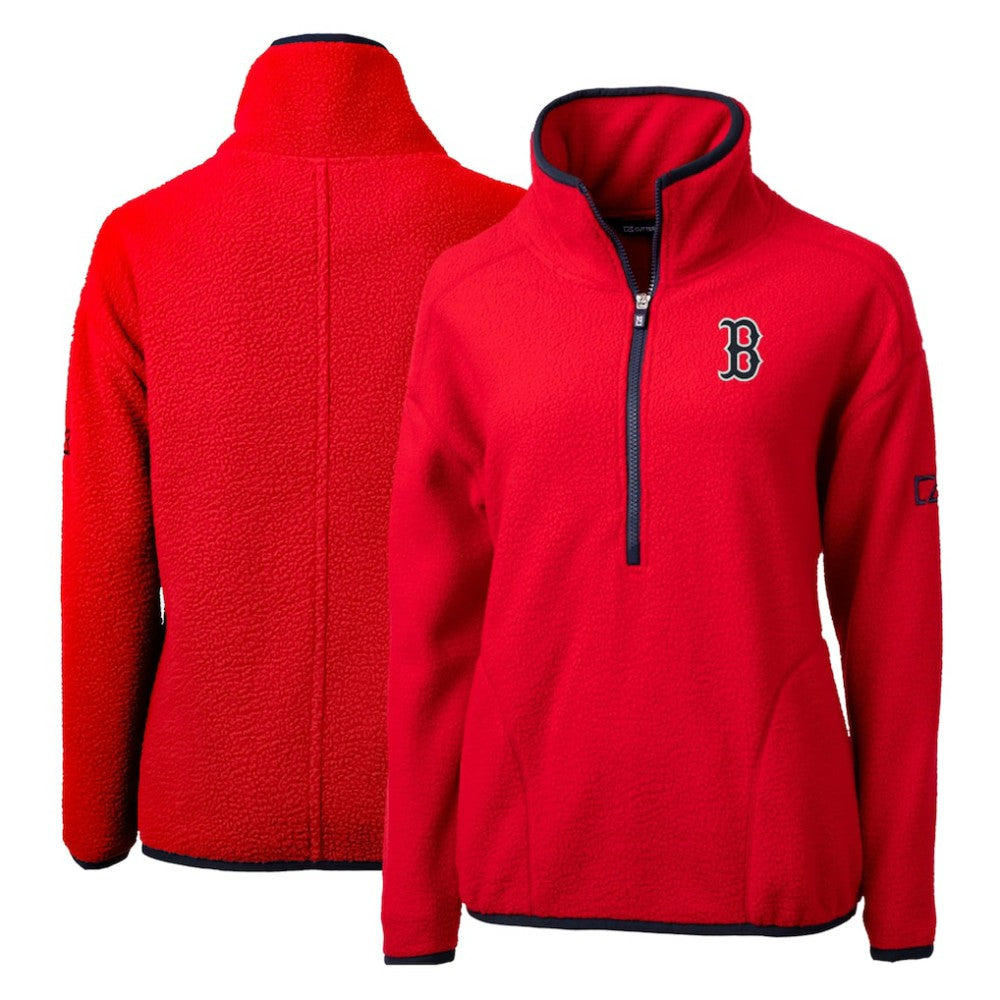 Boston Red Sox Cutter & Buck Women's Cascade Eco Sherpa Fleece Quarter-Zip Pullover Jacket for sale