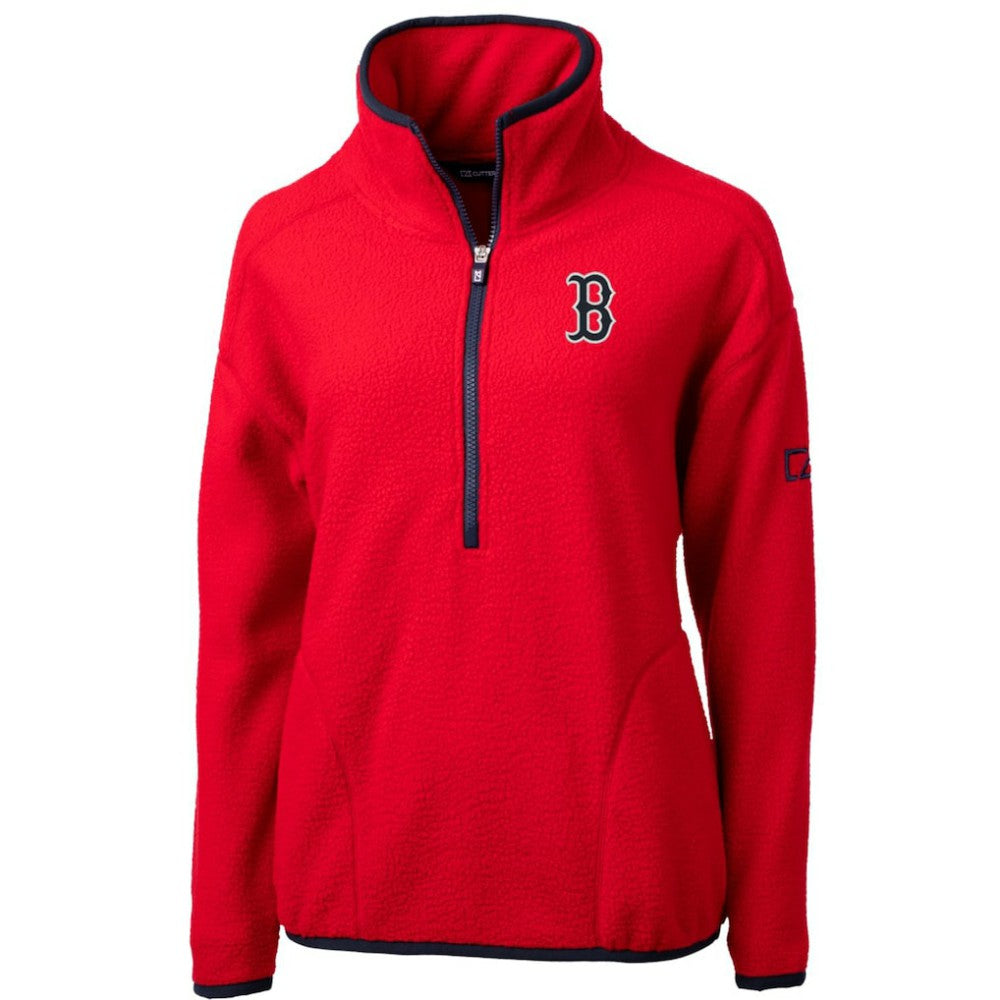 Boston Red Sox Cutter & Buck Women's Cascade Eco Sherpa Fleece Quarter-Zip Pullover Jacket for sale