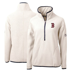 Boston Red Sox Cutter & Buck Women's Cascade Eco Sherpa Fleece Quarter-Zip Pullover Jacket On Sale