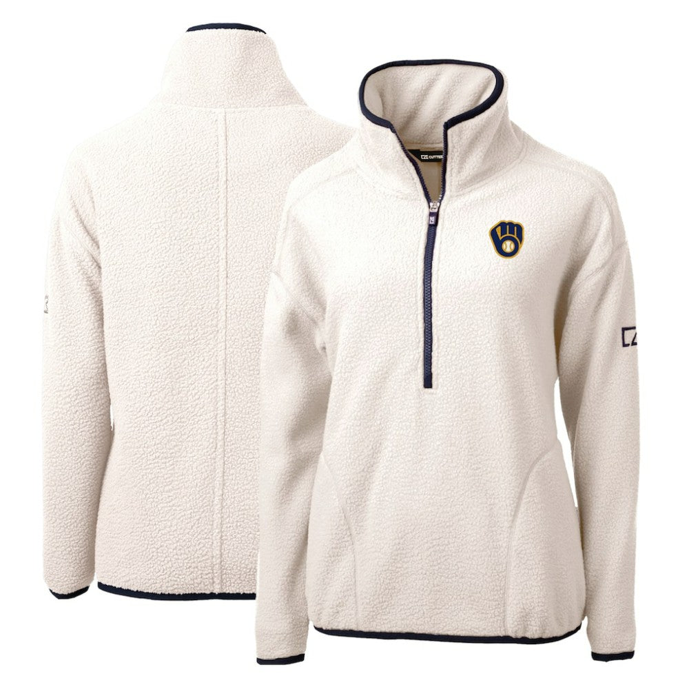 Milwaukee Brewers Cutter & Buck Women's Cascade Eco Sherpa Fleece Quarter-Zip Pullover Jacket Online