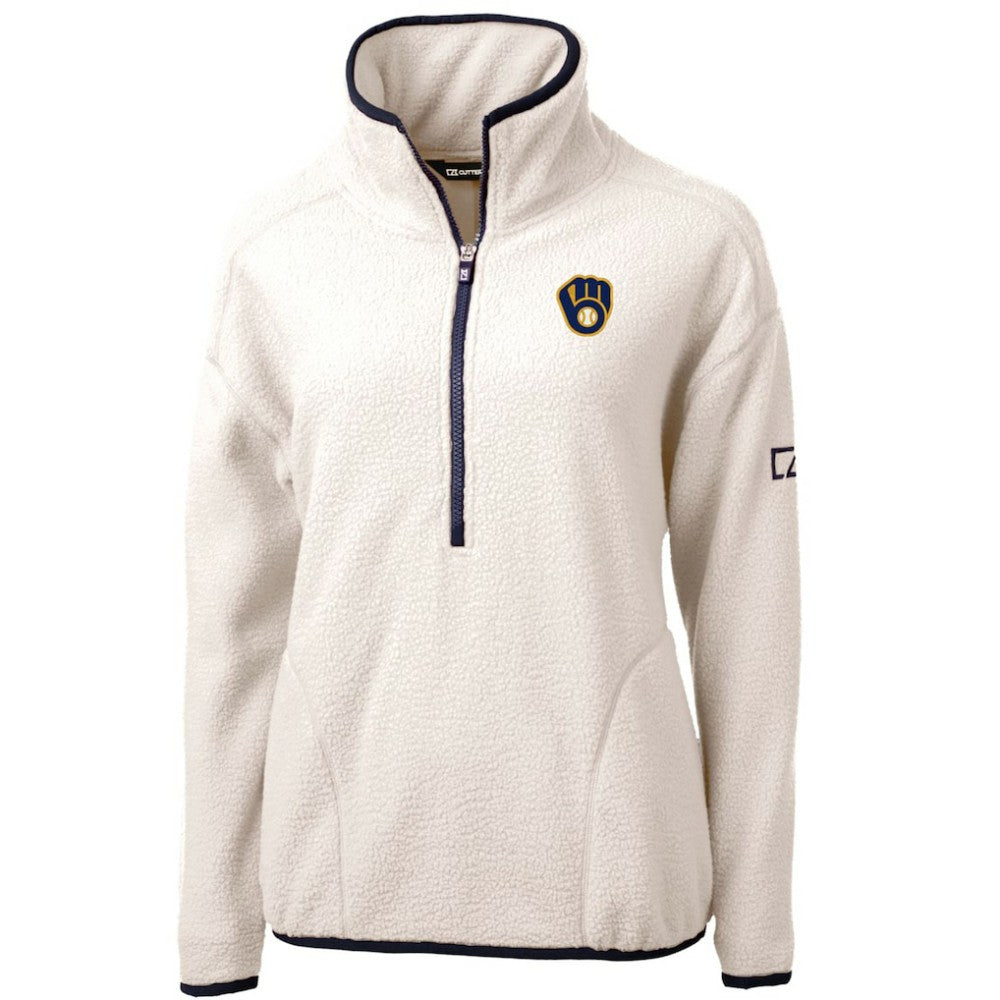Milwaukee Brewers Cutter & Buck Women's Cascade Eco Sherpa Fleece Quarter-Zip Pullover Jacket Online