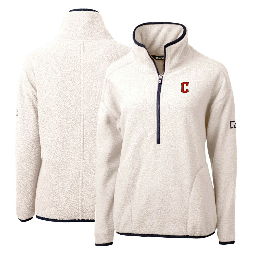 Cleveland Guardians Cutter & Buck Women's Cascade Eco Sherpa Fleece Quarter-Zip Pullover Jacket for sale
