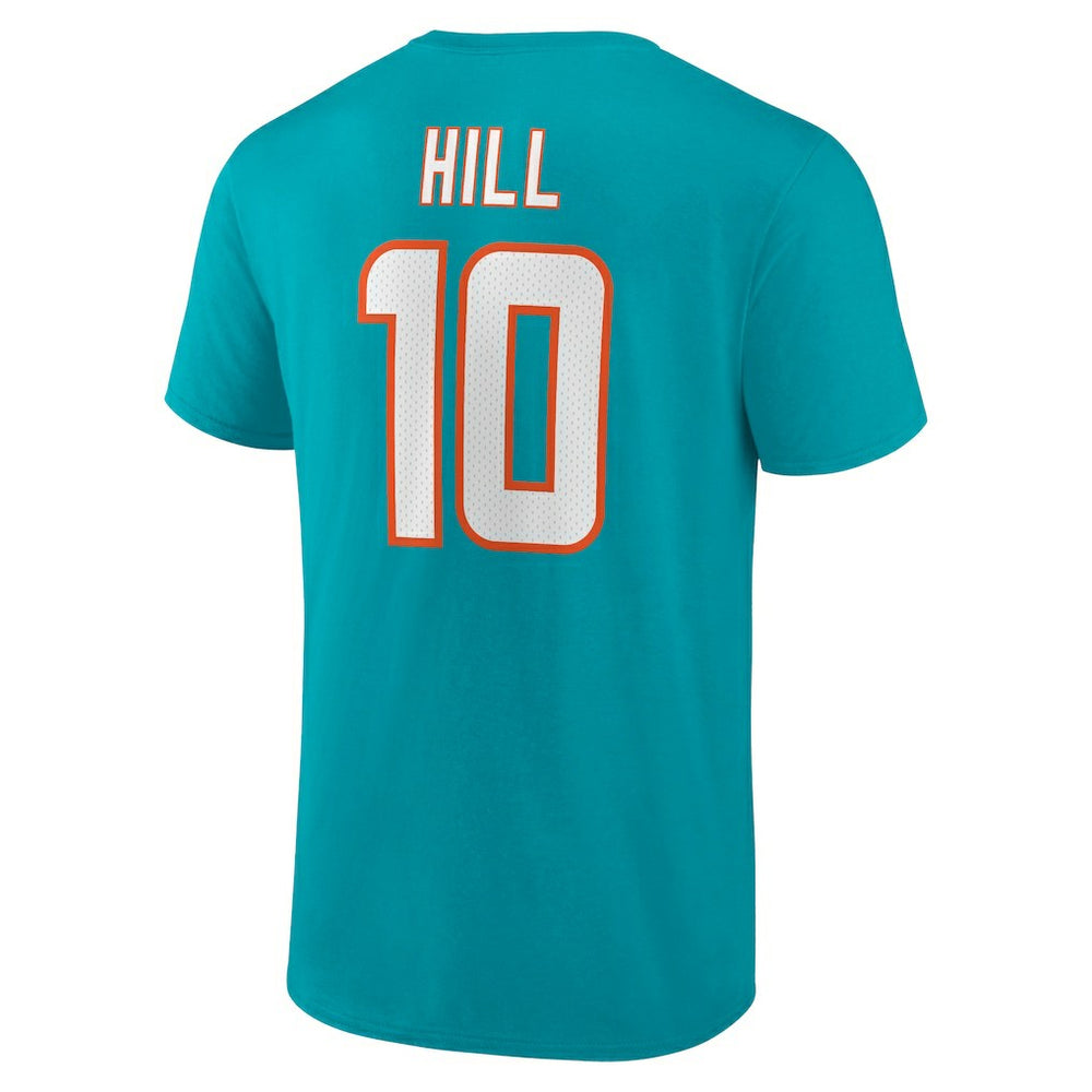 Tyreek Hill Miami Dolphins Player Icon Name & Number T-Shirt Aqua - Fanatics