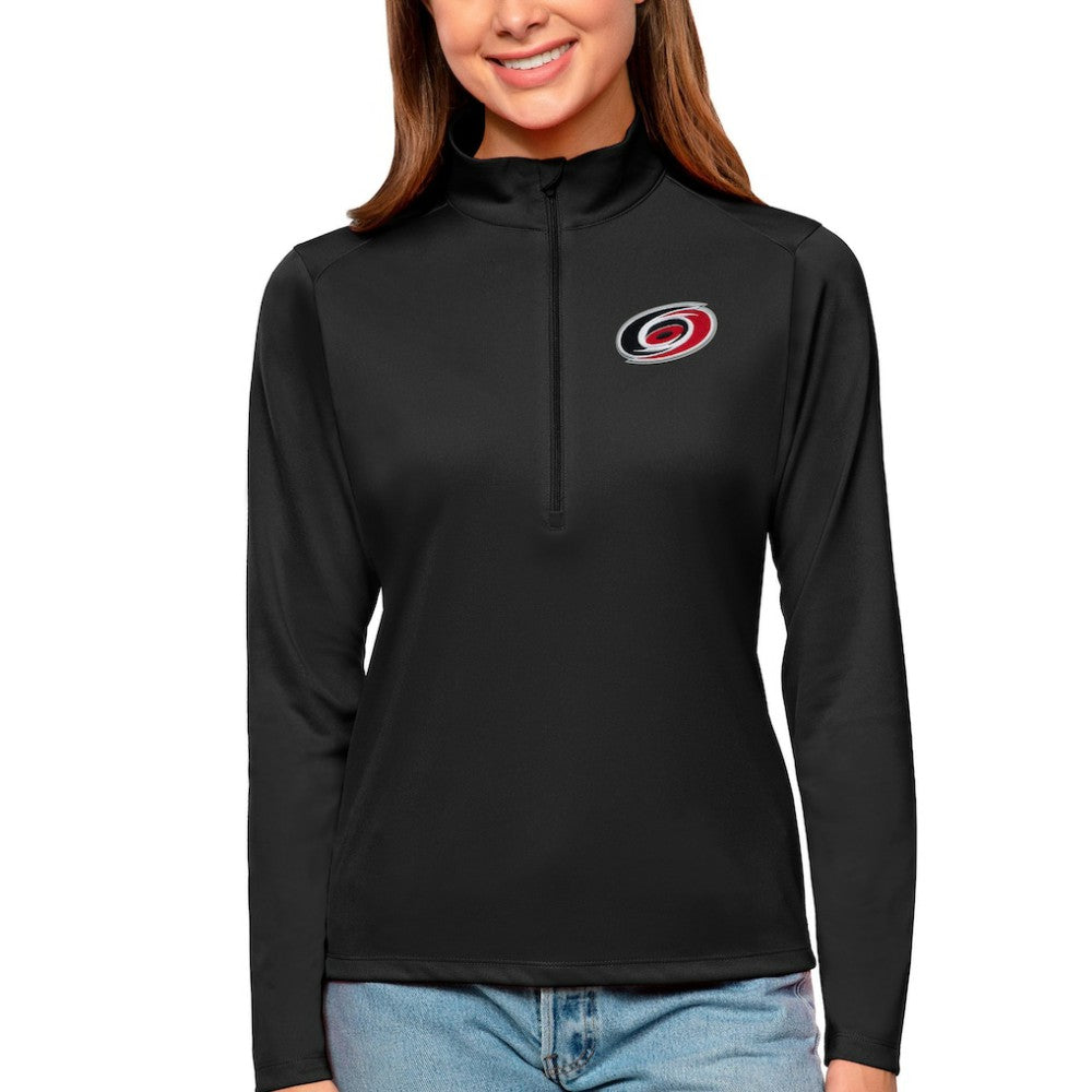 Carolina Hurricanes - Antigua Women's Tribute Quarter-Zip Pullover Top Black