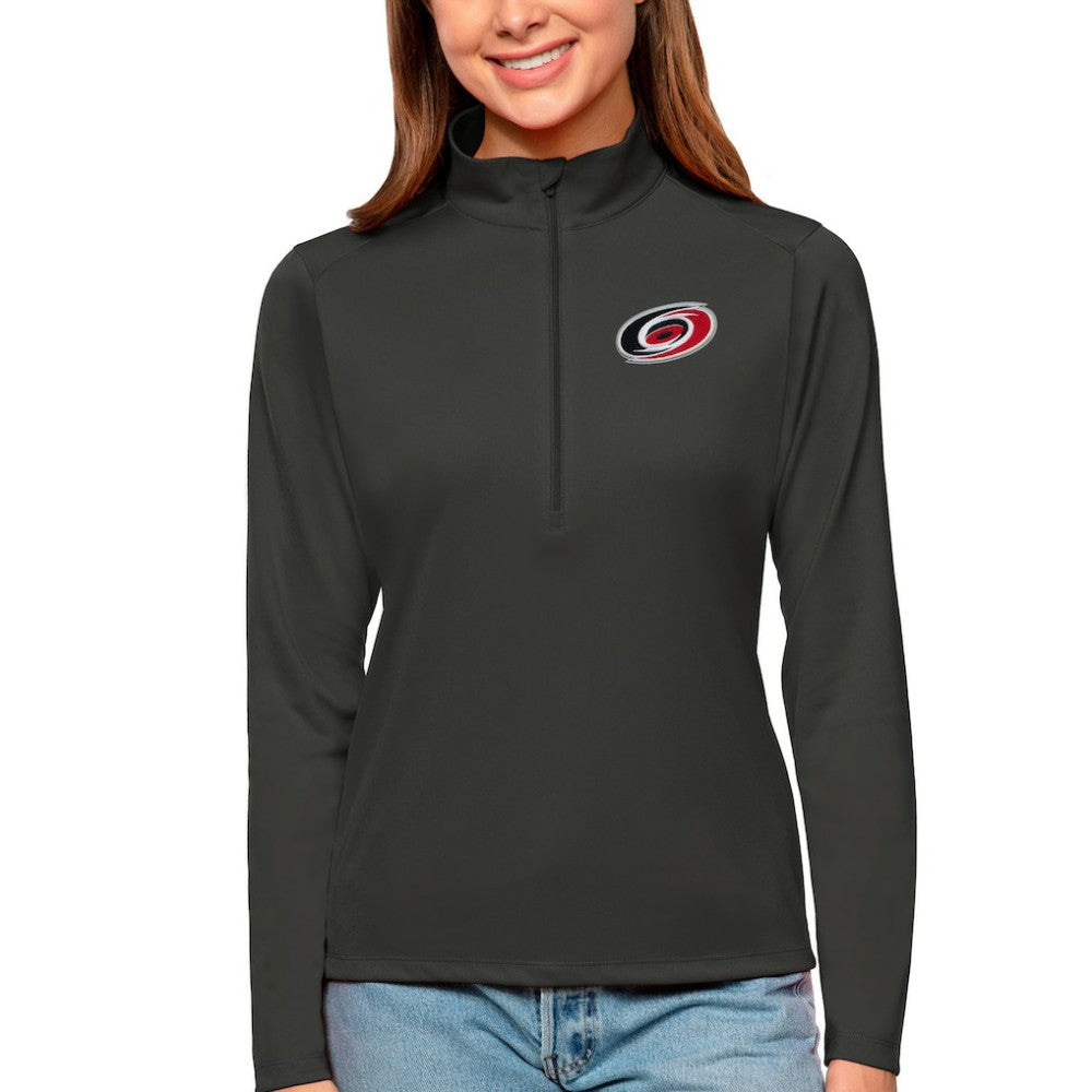 Carolina Hurricanes - Antigua Women's Tribute Quarter-Zip Pullover Top Charcoal