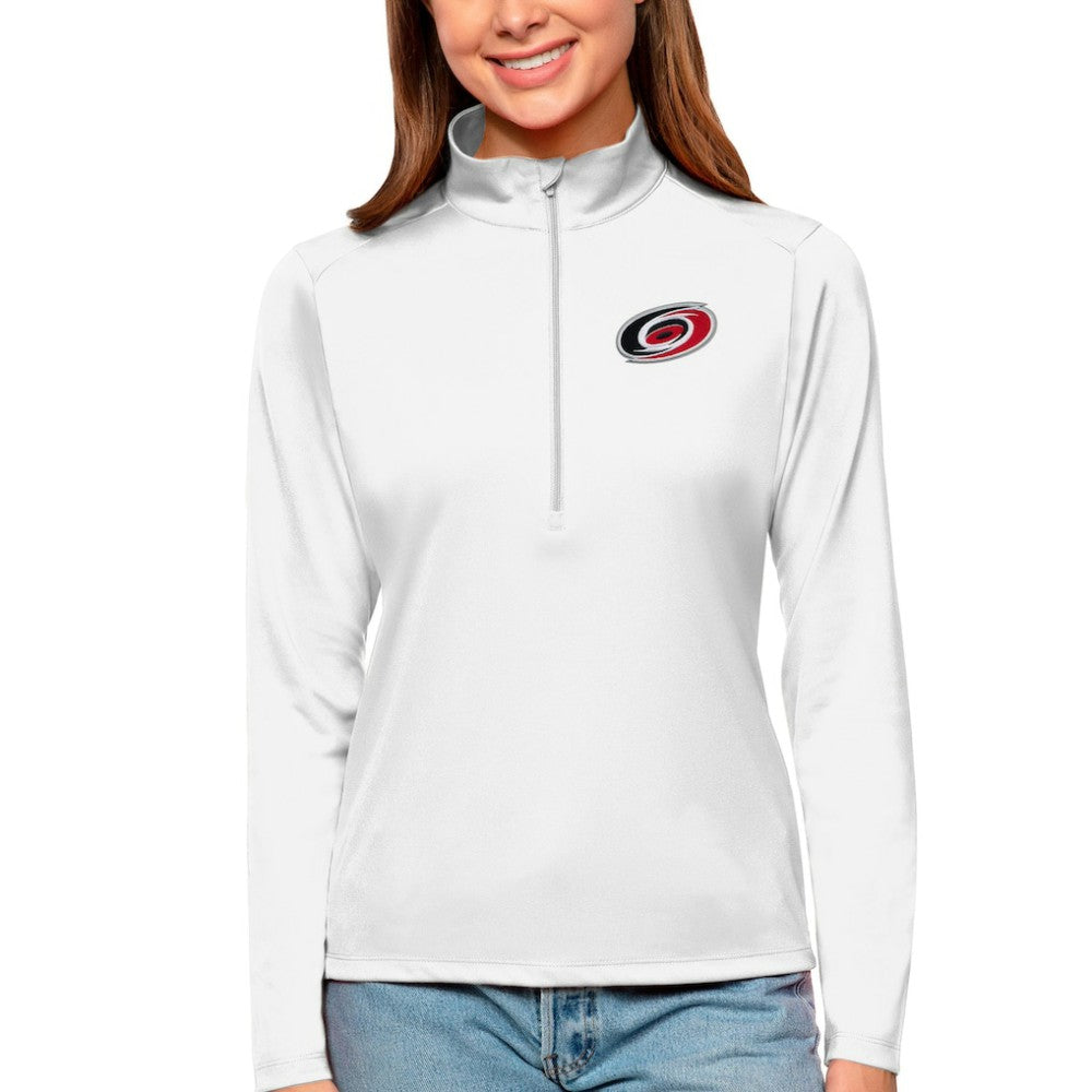Carolina Hurricanes - Antigua Women's Tribute Quarter-Zip Pullover Top White