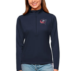 Columbus Blue Jackets - Antigua Women's Tribute Quarter-Zip Pullover Top Navy