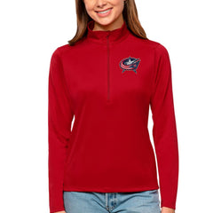 Columbus Blue Jackets - Antigua Women's Tribute Quarter-Zip Pullover Top Red